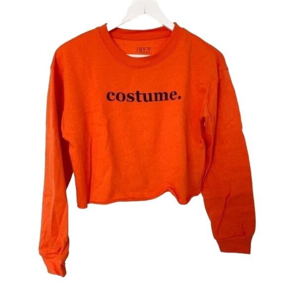 Freeze Sweaters - Orange "Costume." Graphic Crop Top Sweatshirt